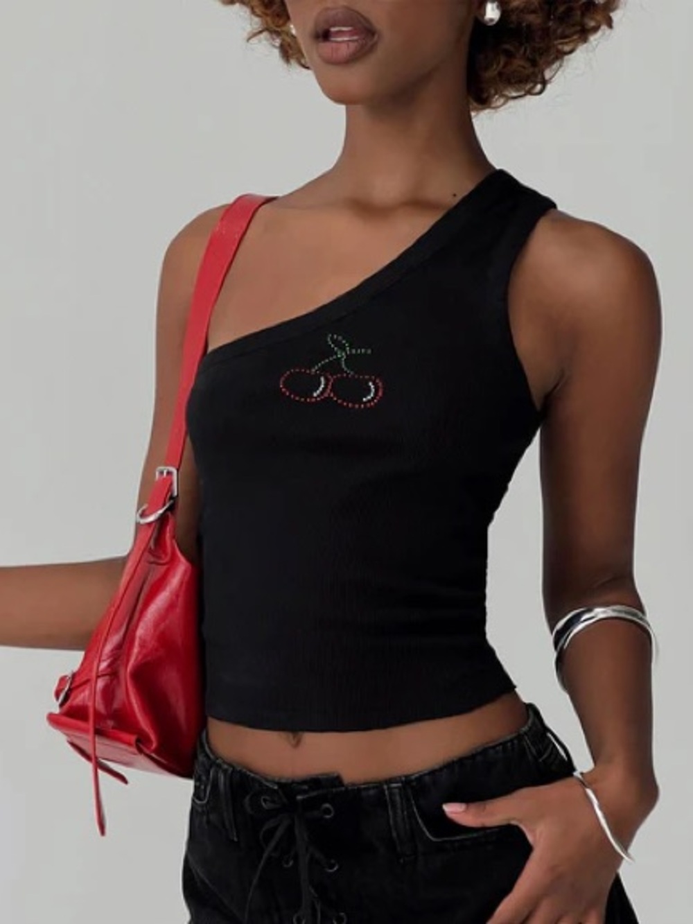 Princess Polly Jase One Shoulder Top - Black, US 0 - Picture 1 of 4
